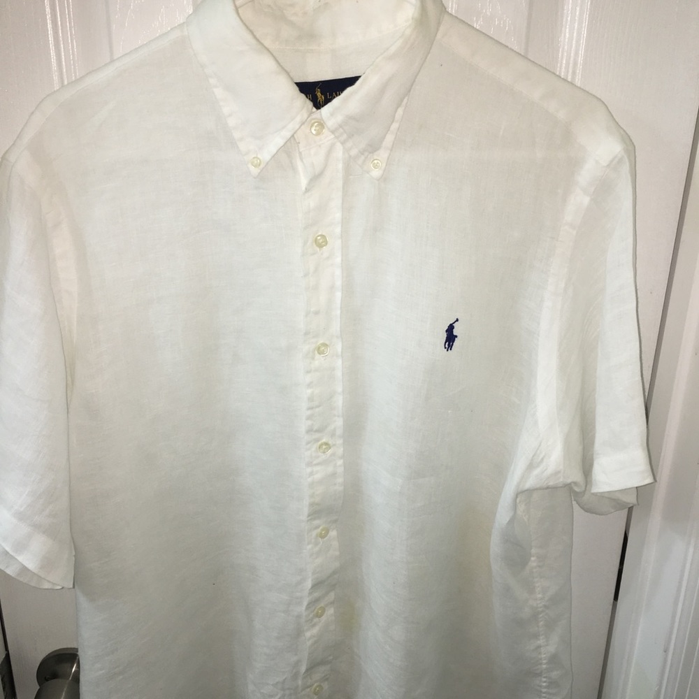 ❌SOLD❌White Linen Short Sleeve Shirt